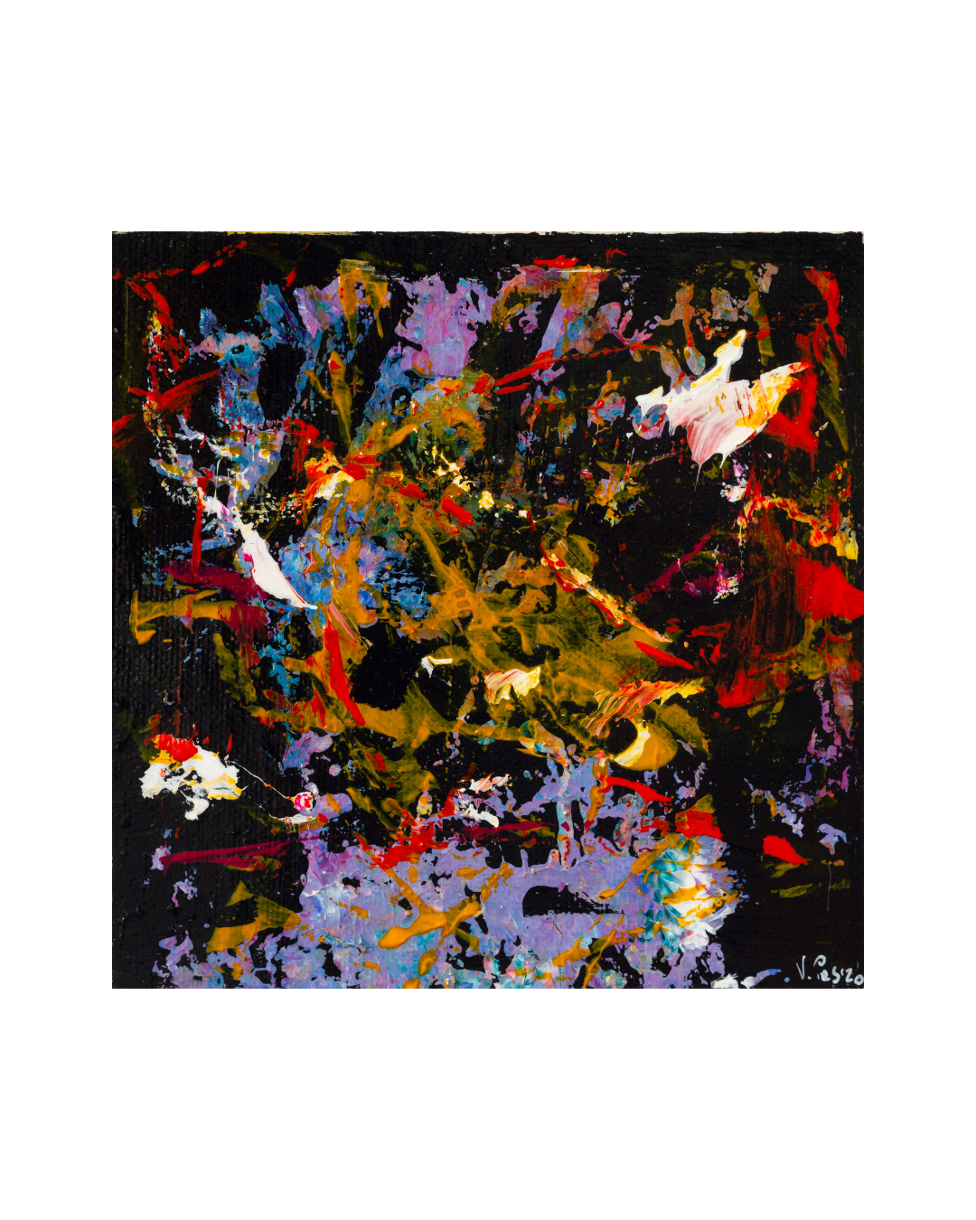 COLOURED FEELINGS ON A BLACK SURFACE Acrylic Original Artwork 6'x 6'